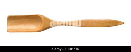 Wood Bamboo Scoop Isolated on White Background. Stock Photo
