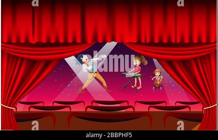 cinema hall view of rock dance party Stock Vector