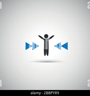 vector multimedia icon with a blue man Stock Vector