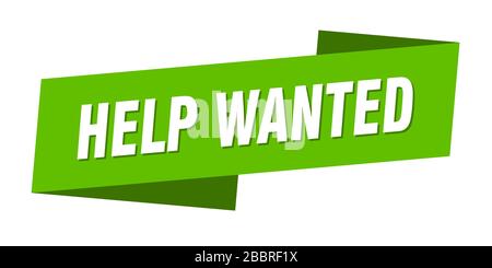 help wanted banner template. help wanted ribbon label sign Stock Vector