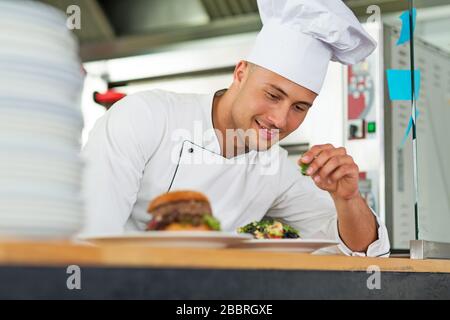 Professional chef in industrial kitchen Stock Photo