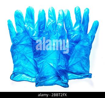Blue Medical Latex Gloves Protection In Case Of Virus Stock Photo