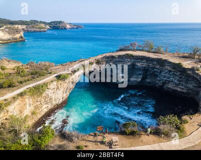 Broken Beach aerial  in Nusa Penida Bali Indonesia Stock Photo