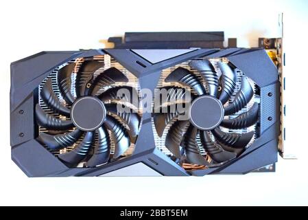 Graphic video card for personal computer isolated on white Stock Photo