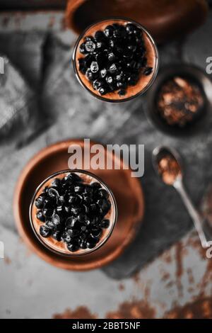 Homemade Milk Bubble Tea with Tapioca Pearls. Stock Photo