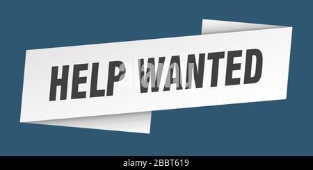 help wanted banner template. help wanted ribbon label sign Stock Vector