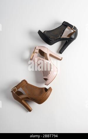 High heels art on white background and soft shadows for shoe catalog Stock Photo
