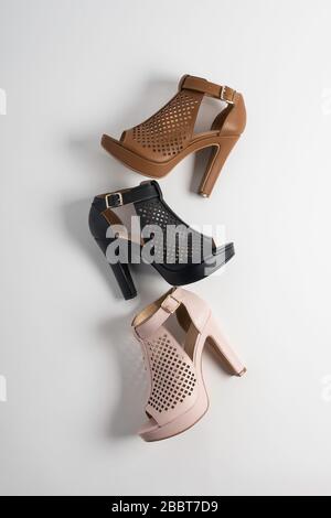 High heels art on white background and soft shadows for shoe catalog Stock Photo