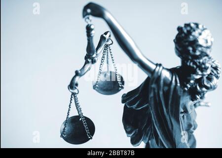 Top down view of a statue of Justice Stock Photo