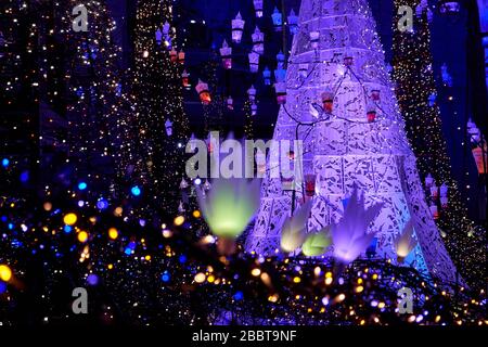 christmas background with many different lights Stock Photo