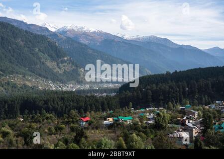 Manali city view in Northern India Himalayas landscape Stock Photo