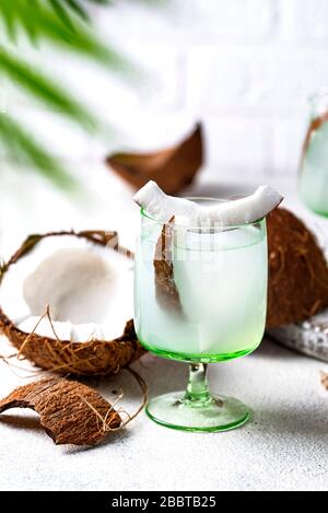 Natural healthy fresh coconut water Stock Photo