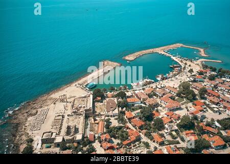 top view of the sea lagoon near the village Stock Photo