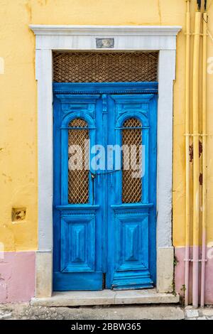 Blue door, Loule, Algarve, Portugal Stock Photo