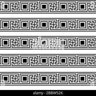 Greek key. Typical egyptian, assyrian and greek motives texture. Vector and illustration. Stock Vector