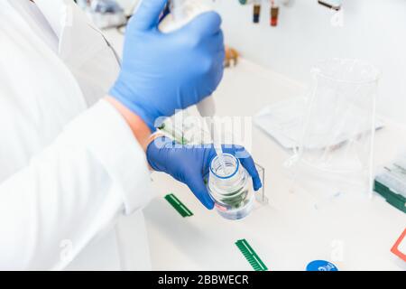 Doctor removing liquid for experiment Stock Photo