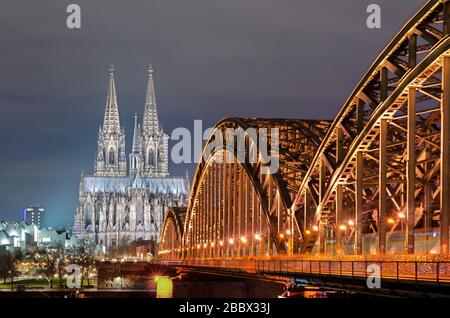 View on the riverside of Cologne, Germany. Stock Photo