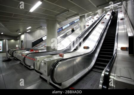 Escalators in King's Cross Station, London Underground, London, England ...