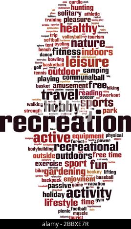 Recreation word cloud concept. Collage made of words about recreation. Vector illustration Stock Vector