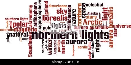 Aurora borealis word cloud concept. Collage made of words about aurora ...