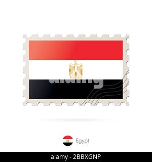 Postage stamp with the image of Egypt flag. Egypt Flag Postage on white background with shadow. Vector Illustration. Stock Vector