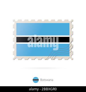 Postage stamp with the image of Botswana flag. Botswana Flag Postage on white background with shadow. Vector Illustration. Stock Vector