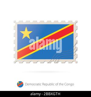 Postage stamp with the image of Congo flag. Congo Flag Postage on white ...