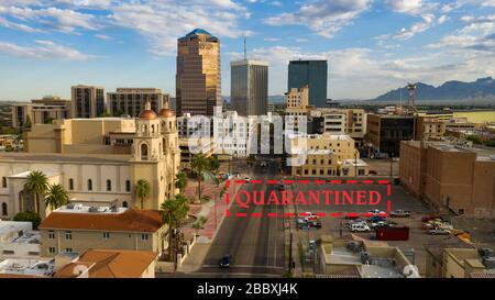 Aerial View from a high aerial position over Tucson AZ Stock Photo