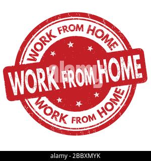 Work from home grunge rubber stamp on white background, vector illustration Stock Vector