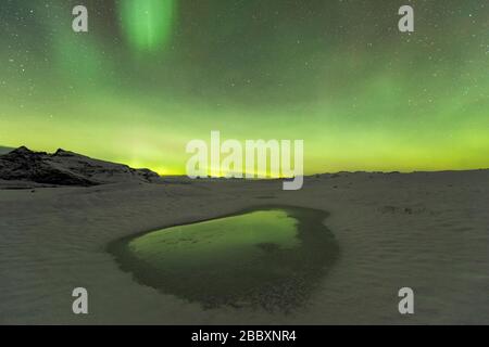 Northern lights. Fjallsarlon Glacial Lagoon, Southeastern Iceland, Mid-November, by Dominique Braud/Dembinsky Photo Assoc Stock Photo