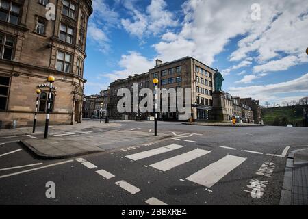 Empty streets of Edinburgh during quarantine of Covid-19: George Street