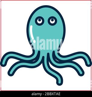 octopus fill style icon design Sea life ecosystem fauna ocean underwater water nature marine tropical theme Vector illustration Stock Vector