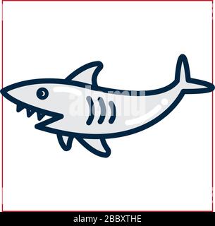 shark fill style icon design Sea life ecosystem fauna ocean underwater ...