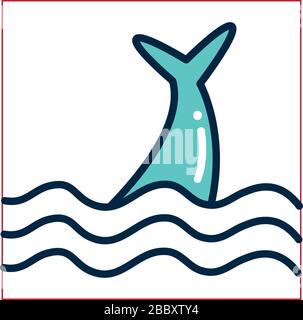 Dolphin tail fill style icon design Sea life ecosystem fauna ocean ...