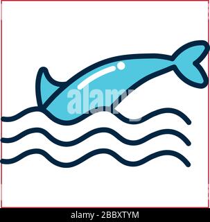 Dolphin tail fill style icon design Sea life ecosystem fauna ocean ...