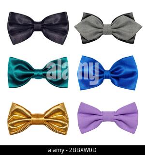 A set of colorful Bow Tie 6 pieces isolated on a white background Stock Photo