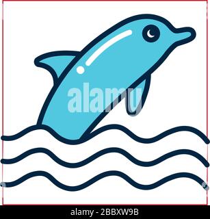 Dolphin fill style icon design Sea life ecosystem fauna ocean ...
