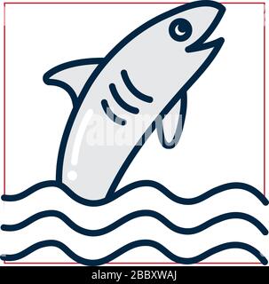 shark fill style icon design Sea life ecosystem fauna ocean underwater ...