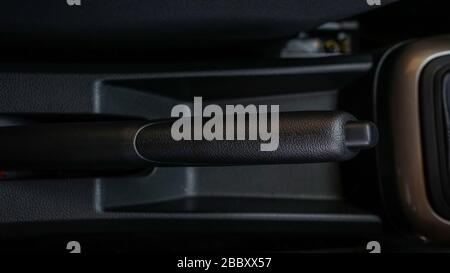 Close up of car handbrake lever Stock Photo