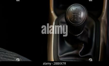 Close up of the gear shift lever of the car Stock Photo
