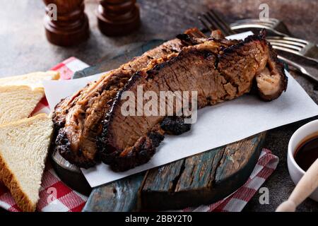 Barbeque beef brisket smoked Stock Photo