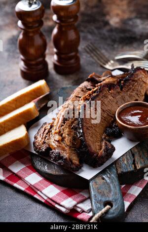 Barbeque beef brisket smoked Stock Photo
