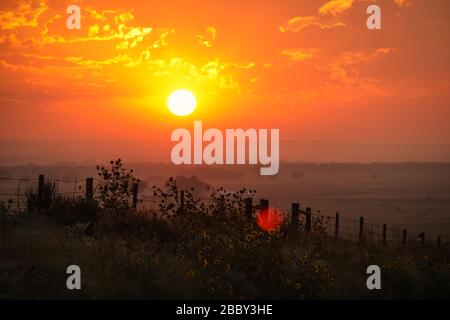 Sunrise at North Platte River valley, western Nebraska, USA Stock Photo