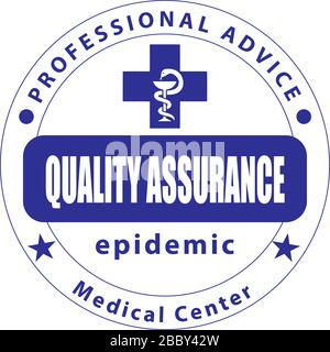 Ink stamp Medical Center. Professional epidemic counseling - quality assurance Stock Vector