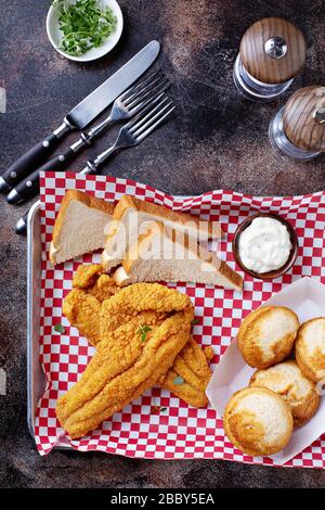 Fried catfish with cornbread Stock Photo