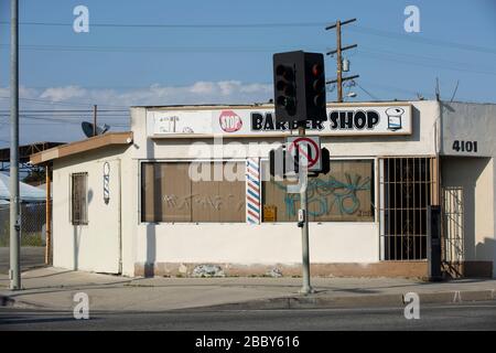 Street view of downtown Compton, California, USA. Stock Photo