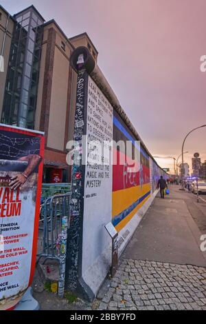 A close up view of the Berlin wall In Berlin, Germany Stock Photo