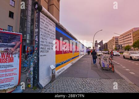 A close up view of the Berlin wall In Berlin, Germany Stock Photo