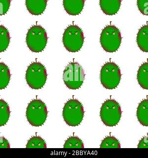 Durian Exotic fruit pattern. Vector illustration. Green. Barbed.. Stock Vector