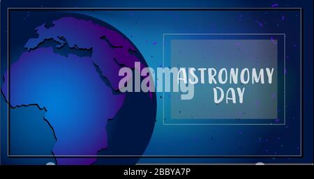 Asronomy Day. Planet in the night sky. Dark background with stars. Cosmos.. Stock Vector